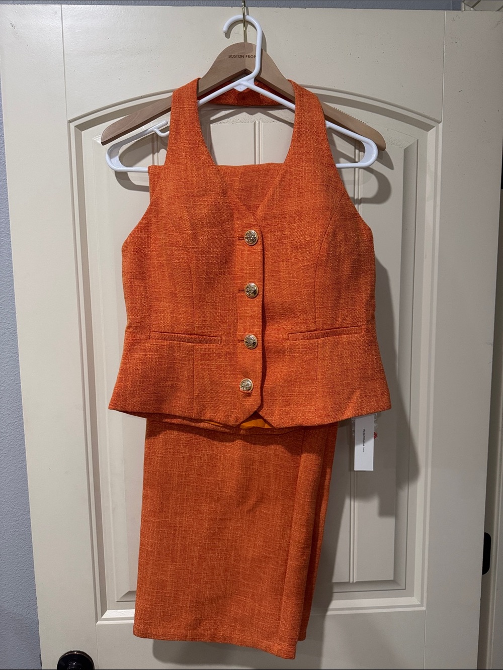 Commense Orange Tailored Vest and Wide-Leg Pants Set - Picture 5 of 5